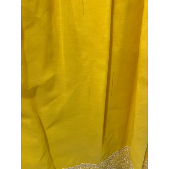 Vintage 1960s Yellow High Neck Column Dress w White Lace Contract Trim Small JL - Picture 6 of 12